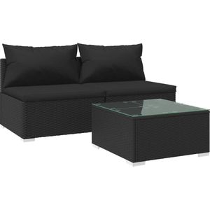 vidaXL-3-delige-Loungeset-met-kussens-poly-rattan-zwart