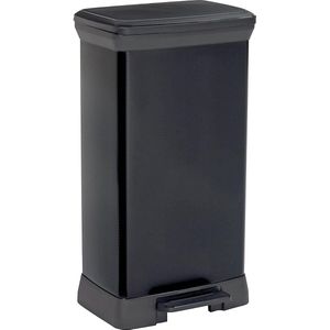 Decobin Rechthoekige afvalbak, 50 l, zachte sluiting, metaallook, voor keuken, kantoor, badkamer, 39 x 29 x 72 cm, zwart