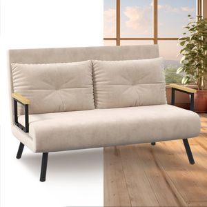 Slaapbank - Uitklapbaar - Slaapstoel - Logeerbed - Zetelbed - Slaapfauteuil - Vouwbed - 2 persoons - Zeer comfortabel - Beige