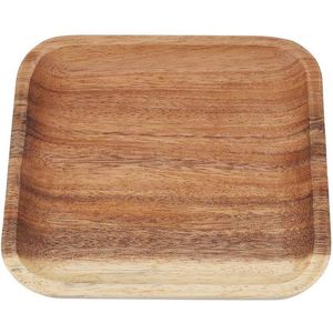 Natuurlijke Houten Lade - 20 * 20 cm - Elegante Vierkante Theeblad Koffie Snack Sushi - Maaltijden Voedsel - Serveerschaal voor Thuis Restaurant Cafe - Houten - 20 * 20 * 2cm