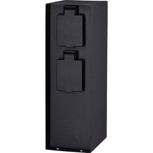 Outdoor-Buiten-Contactdoos-Stopcontact-2x2-voudig-Zwart-IP44-Strak Design