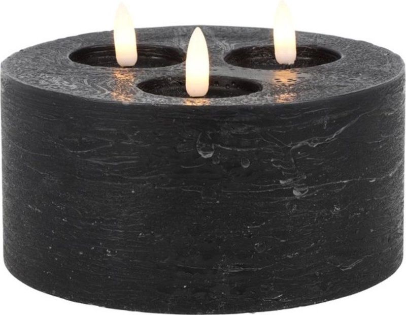 Stomp kaars led zwart, 3 pits led kaars, 3 pits kaars, led kaars zwart, zwarte kaars