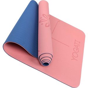 YOGATI – milieuvriendelijke yogamat - TPE, non-slip en dikke yogamat. Yoga Matten met Body Alignment Lines. Perfect Pilates Mat voor workout oefening, Gym en Fitness.