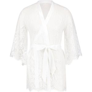 Hunkemöller Dames Nachtmode Kimono Lace Isabelle - Wit - maat M/L