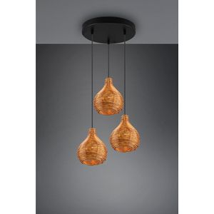 LED Hanglamp - Hangverlichting - Torna Sparko - E14 Fitting - 3-lichts - Rond - Bruin - Hout