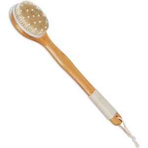 Relaxdays badborstel - lange steel - 41 cm - met noppen - rugborstel - doucheborstel