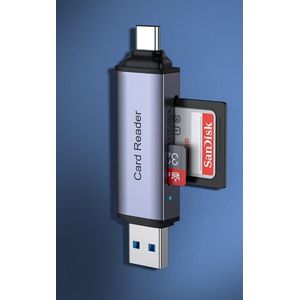 SD Kaartlezer - USB 3.0 - OTG Kaartlezer - Aluminium - Geschikt voor Telefoon PC en Tablet