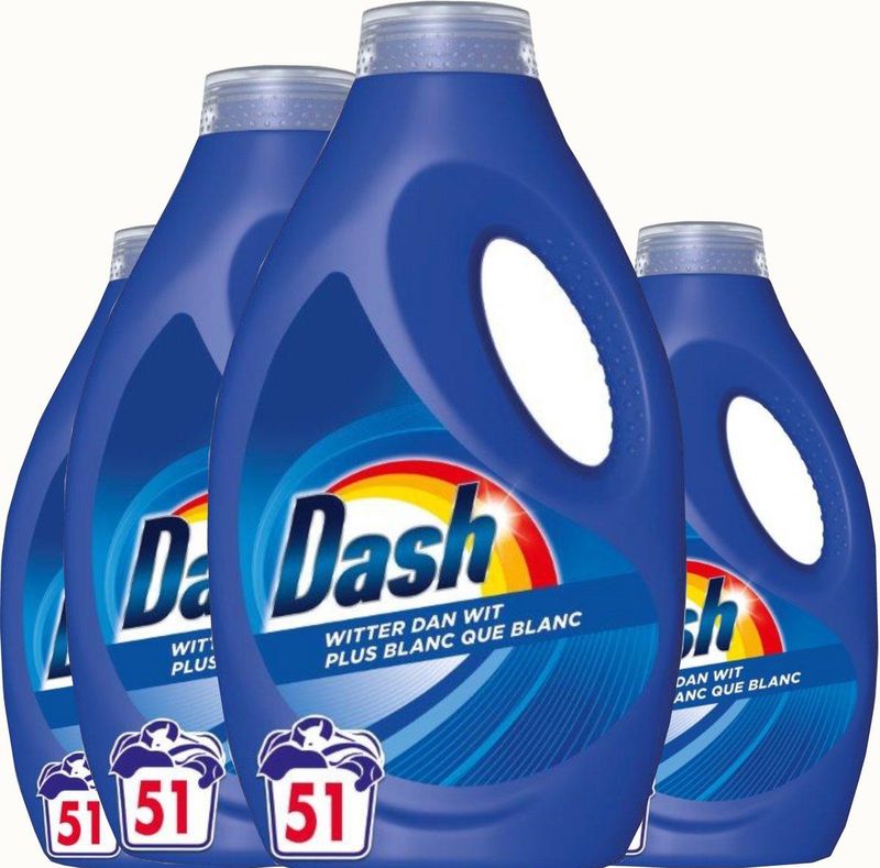 Dash - Vloeibaar Wasmiddel - Witter dan Wit - Voordeelverpakking - 4 x 51 Wasbeurten