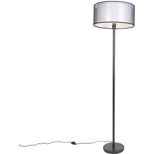 QAZQA simplo - Design Vloerlamp | Staande Lamp met kap - 1 lichts - H 1690 mm - Zwart - Woonkamer | Slaapkamer