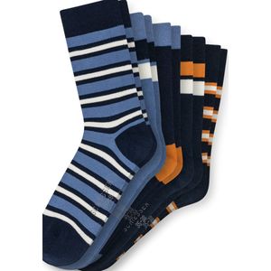 SCHIESSER - Jump - Sokken - Marine - Lichtblauw - Oranje - Wit - 5 Pack