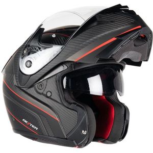 Motor Modulaire Modulaire helm ADRON CARBON STICKER MAT 22,06 Mat koolstofzwart/rood M van MOTOBLOUZ