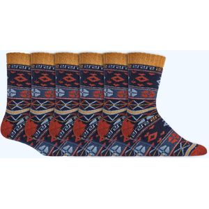 Hygge Sokken | Wollen sokken | Dames & Heren | Diverse maten | Blauw | 6 paar