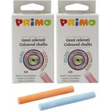 Primo Schoolbord krijtjes - 2x - pakje van 10x stuks - gekleurd - School/leraar kwaliteit krijtjes - Schoolartikelen