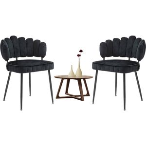 Merax Velvet Eetkamerstoelen Set van 2 – Moderne - Comfortabele Stoelen met Ronde Rugleuning en Luxe Samtbekleding – Ideaal voor Eetkamer - Woonkamer - Slaapkamer en Kantoor