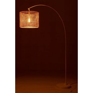 J-Line Lamp Staand Roma Bamboe Metaal Naturel/Wit