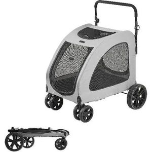 Gran Vida® - Hondenbuggy voor Alle Terreinen - Opvouwbaar - Ademend - Geschikt voor Middelgrote Honden - Grijs