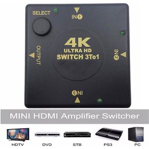 Supersnelle 4K 3 Naar 1 HDMI Switch - Splitter / Hub / Verdeler Schakelaar - Ultra FUll HD - Drie Poorten Switcher - Zwart