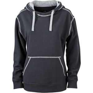 James and Nicholson Vrouwen/dames Lifestyle Hoodie (Zwart/Grijze Heide)