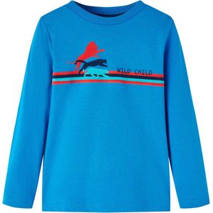vidaXL - Kindershirt - met - lange - mouwen - 128 - kobaltblauw