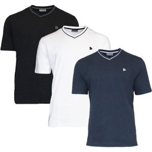 3-Pack Donnay T-shirt Jason - Sportshirt - V- Hals shirt - Heren - Zwart Wit Navy (266)