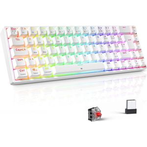 Draadloos Mechanisch Gamingtoetsenbord met RGB Achtergrondverlichting - 65% TKL Azerty, 68 Toetsen, Anti-Ghosting, Bluetooth/2.4G