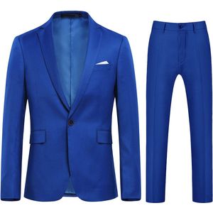 Allthemen Heren Tweedelig Pak - Klassieke Kraag en Enkele Knoop Pak - S