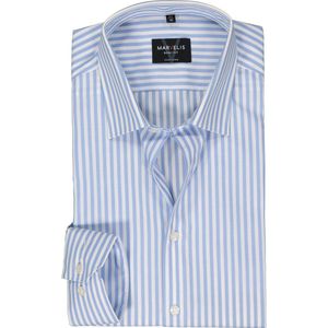 MARVELIS - Body Fit - Overhemd - Lichtblauw Gestreept - Strijkvriendelijk