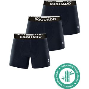 SQQUADD® Bamboe Ondergoed Heren - 3-pack Boxershorts - Maat S - Comfort en Kwaliteit - Voor Mannen - Bamboo - Navy - Donkerblauw