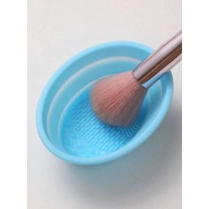 Reinigingspad Voor Make-up Borstels - Bakje - Schaaltje - Schoonmaken - Reinigen - Make Up - Borstel - Cleaning - Washing - Brushes - Uitvouwbaar - Blauw