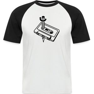 Kassette En Stift 80s 90s Nostalgie Heren Baseball Shirt Korte Mouw