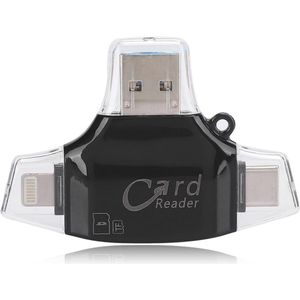 4 in 1 USB Geheugenkaartlezer voor Cameras en Telefoons - Universele Multifunctionele Kaartlezer