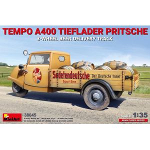 1:35 MiniArt 38045 Tempo A400 Tieflader Pritsche 3-Wheel Beer Delivery Truck Plastic Modelbouwpakket