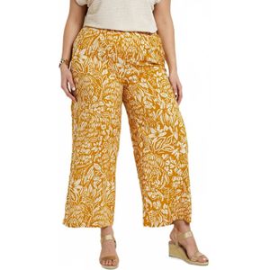 Broek met wijde pijpen en elastische tailleband in bloemen- of effen dessin