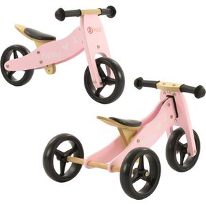 2Cycle 2 in 1 Loopfiets/Driewieler - Hout - Jongens en Meisjes - 1 Jaar - Speelgoed - Roze