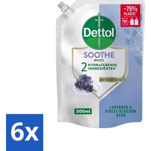 Dettol - Handzeep Navulling - Soothe - Lavendel & Vioolbloesem - 500 ml - Voordeelverpakking - 6 stuks