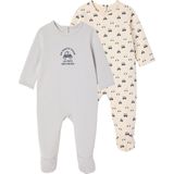 Set van 2 Babyslaappakjes - Bleekblauw - Fleece - Voor Pasgeborenen