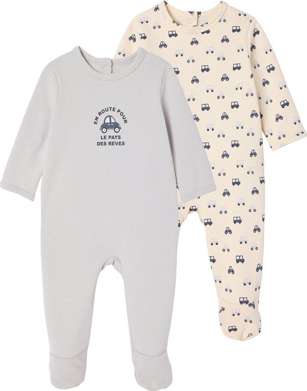 Set van 2 Babyslaappakjes - Bleekblauw - Fleece - Voor Pasgeborenen