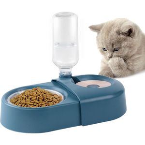 Voedingsbakken voor kattenbak, honden, automatische waterfles, gekantelde verhoogde waterbak voor kleine en middelgrote honden en katten