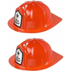 4x stuks rode brandweer verkleed helm - Carnaval en verkleed accessoires - Hoeden/helmen
