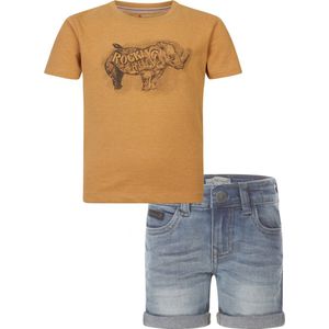 Koko Noko - Noppies - Kledingset - Blue Jeans Short - Shirt Ross Apple Cinnamon - Maat 92