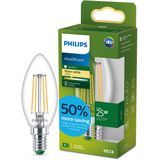 Philips UltraEfficient LED lamp - 25W - E14 fitting - Warmwit licht: 2700K - Helder glas - B35 kaarslamp - Lange levensduur