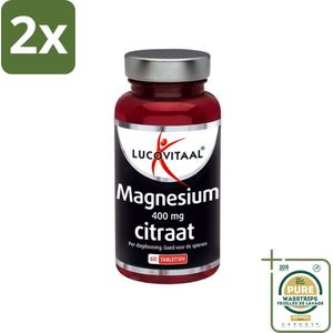 Lucovitaal - Mineralen - Magnesium 400 mg Citraat - 60 Tabletten - Voordeelverpakking - 2 stuks - Spierherstel - Energie