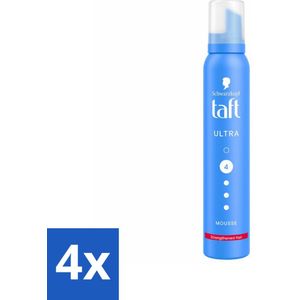 4 x Taft - Haarmousse - Ultra 4 - Volumineuze fixatie - 200 ml - Haar Mousse - Volume Mousse - Sterke Fixatie - Haar Styling - Hittebescherming