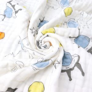 deken, 6-laags knuffeldeken, babykatoen, 110 x 110 cm,babydeken, luierdeken, zachte deken voor badhanddoek, kinderdeken voor pasgeborenen, uniseks (blauw astronaut)