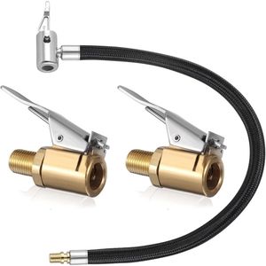 Bandenventielverlengingsset met opblaasslang 35 cm, adapter en 2 opblaaspunten van messing - Geschikt voor fietsen, motorfietsen en auto's