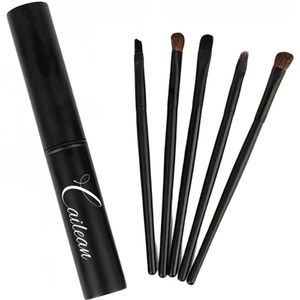 Cailean - Wimper & Wenkbrauw Verfpenseel - Reis Set - 5 Stuks + Opberg Buisje - Verf Penseel - Wimperverzorging - Wenkbrauwverzoging - Wenkbrauw Kwast - Wimper Kwast - Wimperverf Penseel - Wenkbrauwverf Penseel - Make-up - Verfkwast - Beauty Tool