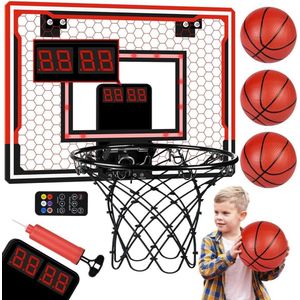 Mini-basketbalset voor slaapkamer - Elektronische display met 3 LED-lichtballen en afstandsbediening
