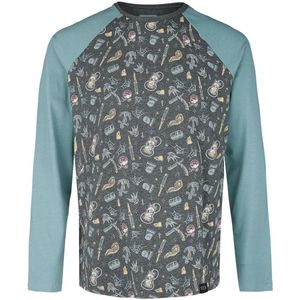 R.E.D. Rock-Engineered Design Blauw-grijs raglan shirt met lange mouwen en oldskool motieven - Heren - S