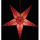 Kerstster papier met verlichting - 60 cm diameter, 24 cm diep - Kerst ster voor binnen - Ganesha Rood - FSC papier - Incl. 3 m. snoer met stekker, schakelaar en E14-fitting - Kerst Raam decoratie - Kerstversiering - Kerstverlichting