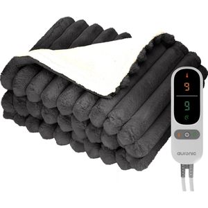 Auronic - Elektrische Deken - Antraciet - 160 x 120 cm - 1 Persoons Warmtedeken - 3 Warmtestanden